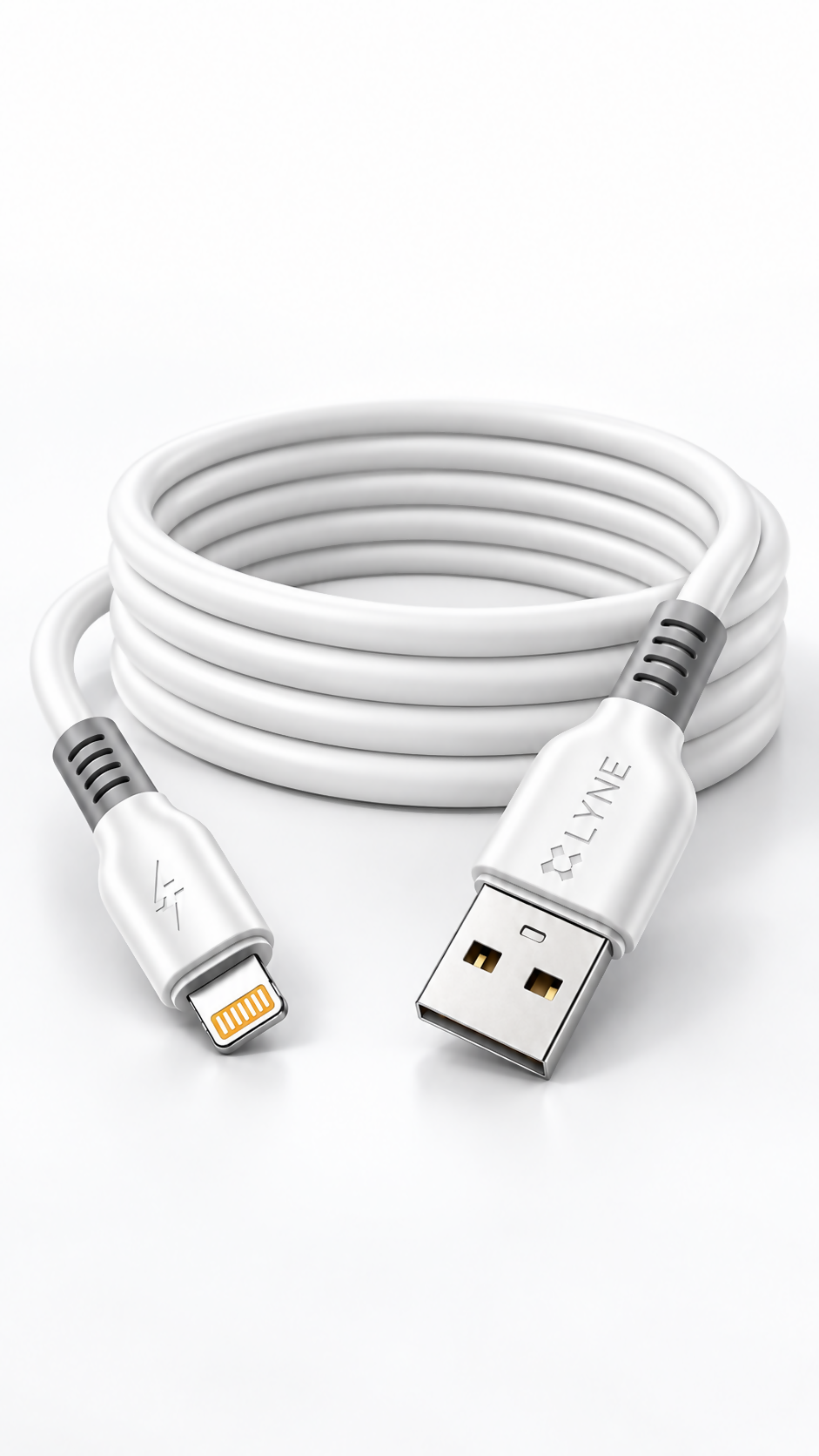 LYNE Flexy 67i Startup-66 25W USB-A to Lightning Quick Charging Data Cable – 1 Metre, White