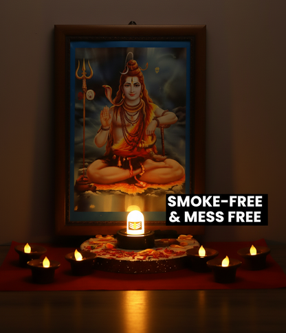 Shiv Linga idol with Water sensor Led Diyas (Brown - Pack of 04) collectivezone