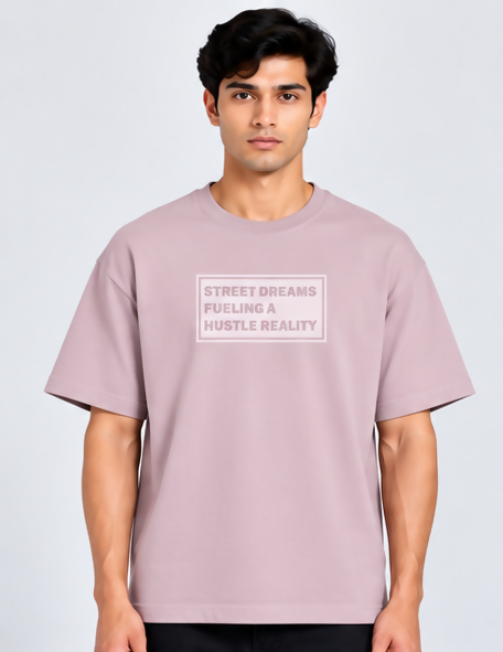HUSTLE Men's Crew Neck Oversized T-Shirt – Dusty Rose Pink