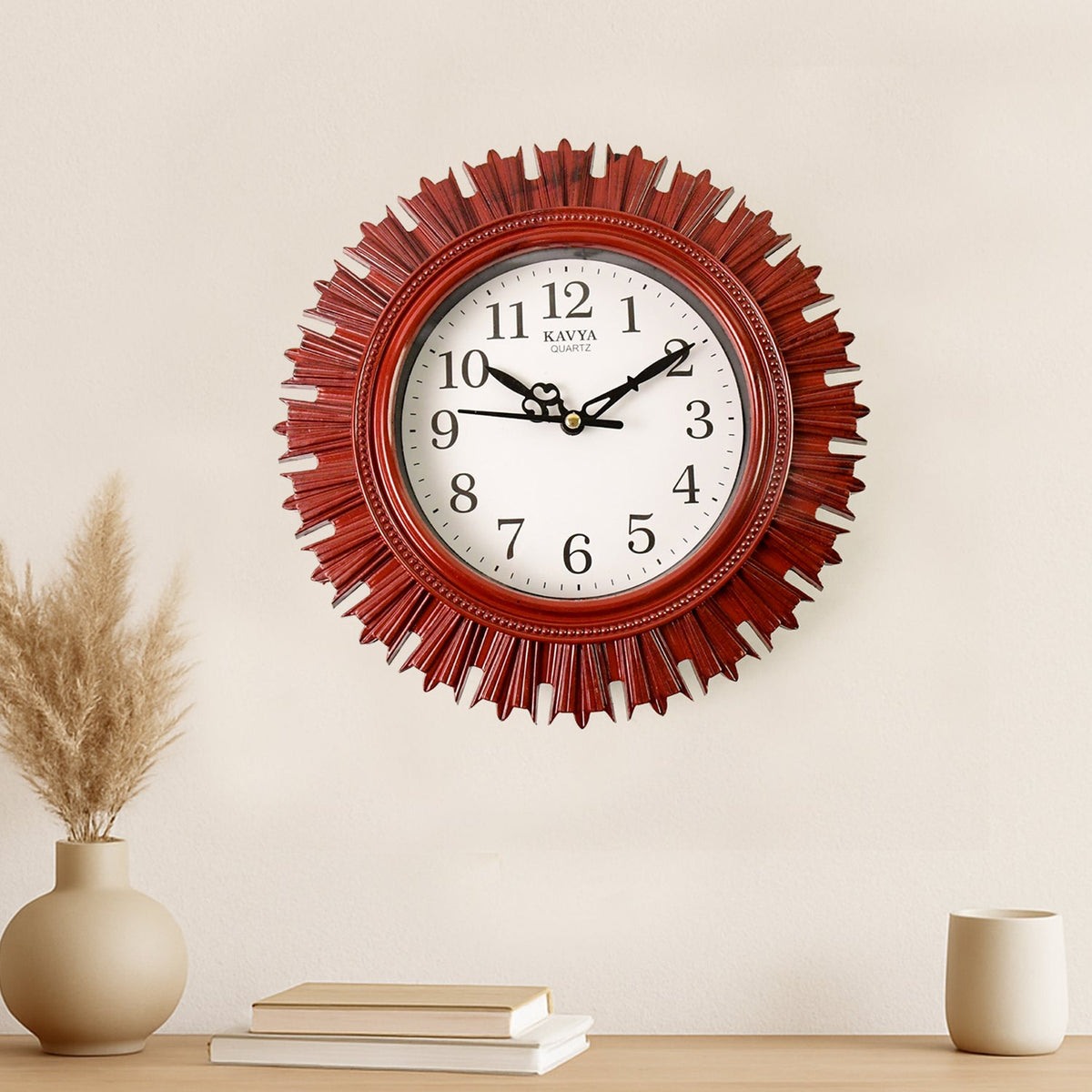 Wooden Look Designer Wall Clock Plastic Decorative Latest Wall Clock Battery Operated Round Easy To Read For Roomhomekitchenbedroomofficeschool HP DD