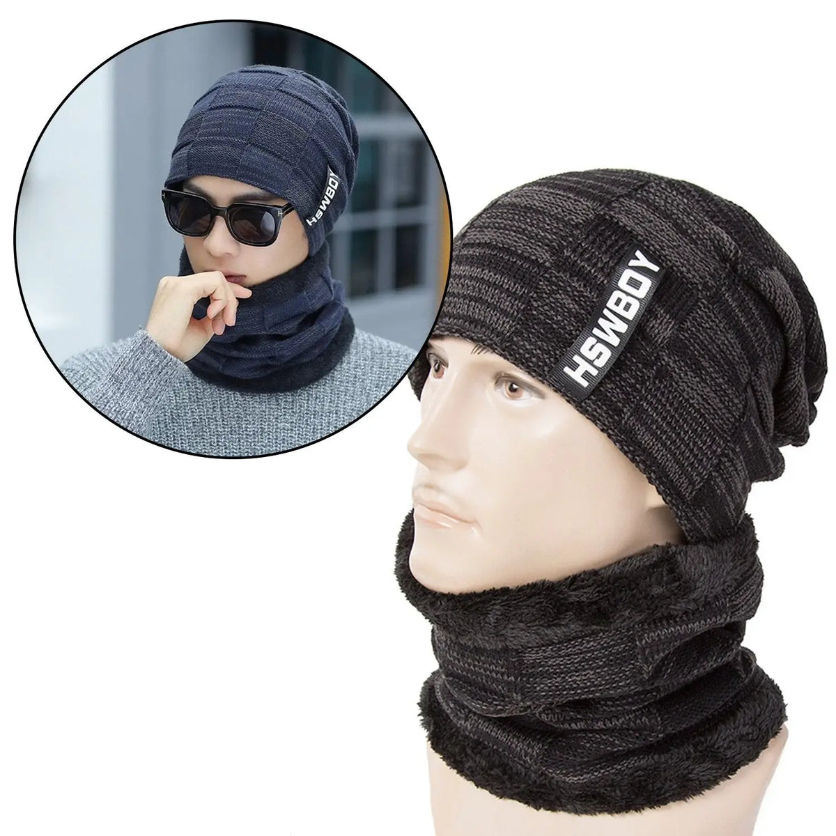 Ultra Soft Unisex Woollen Beanie Cap Plus Muffler Scarf HP DD