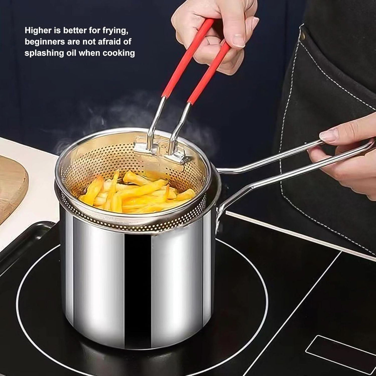 Small Deep Frying Pot with Strainer Basket – 2 Pc Set for Easy and Mess-Free Cooking HP DD