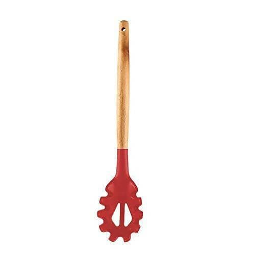 P-plus international silicone pasta fork, food grade noodle spoon (Red) - HalfPe