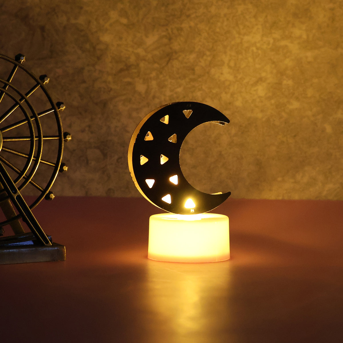 Decorative Moon Shaped Flameless Led Candles Warm Yellow Light for Home(4 Pc)