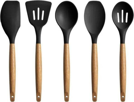 P-Plus International Cooking Spatula Set Cooking Spoon (Grey – pack of 5) - HalfPe