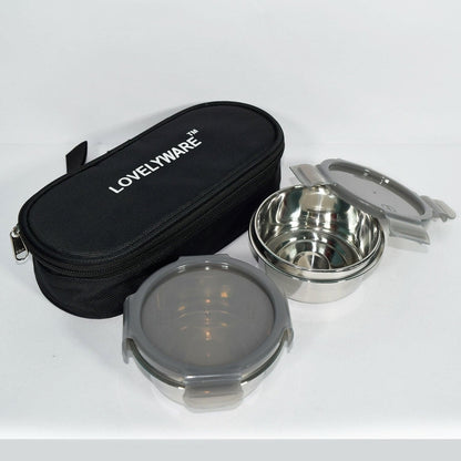 Capsule Container Forlock Steel Container With Bag (350ml *2 Container Forlock Steel Container With Bag) - HalfPe