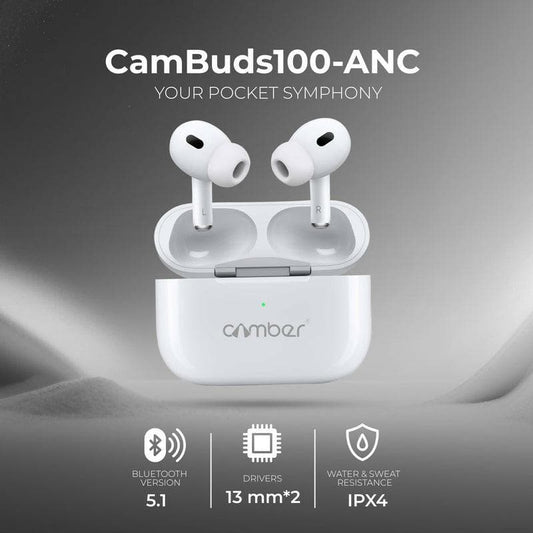 CamBuds100-ANC Bluetooth Earbuds with ANC, ENC, Touch Controls, Voice Assistant and IPX4 Water Resistant (Forest Green) - HalfPe