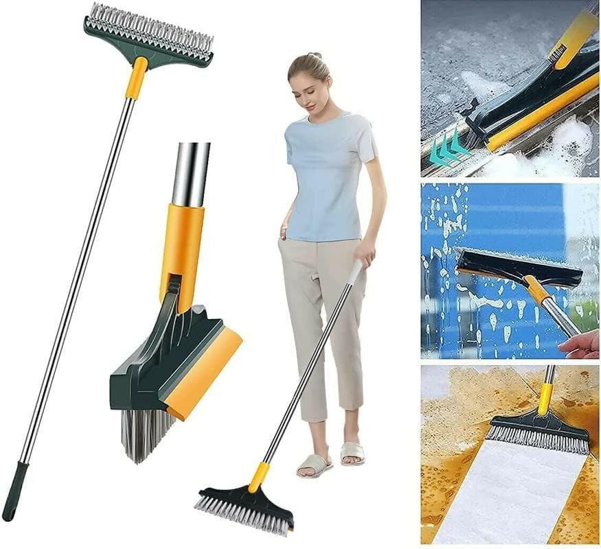 2 in 1 Scrubbing Brush with Long Handle, Floor Scrub Brush, Tile Cleaning Brush - HalfPe