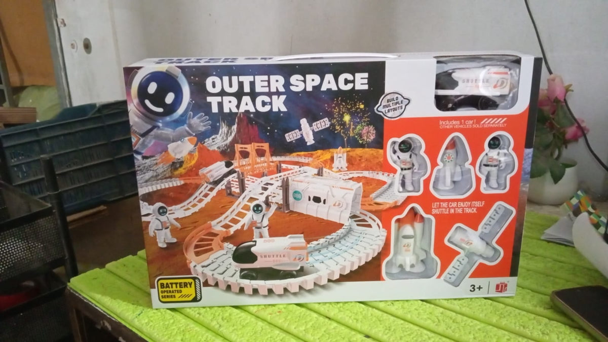 Space Toys Race Track Set for Kids Adventure - Intricate Car Track, Special Space Gifts, Astronaut Train Track, and Outer Space Toys (1 Set)
