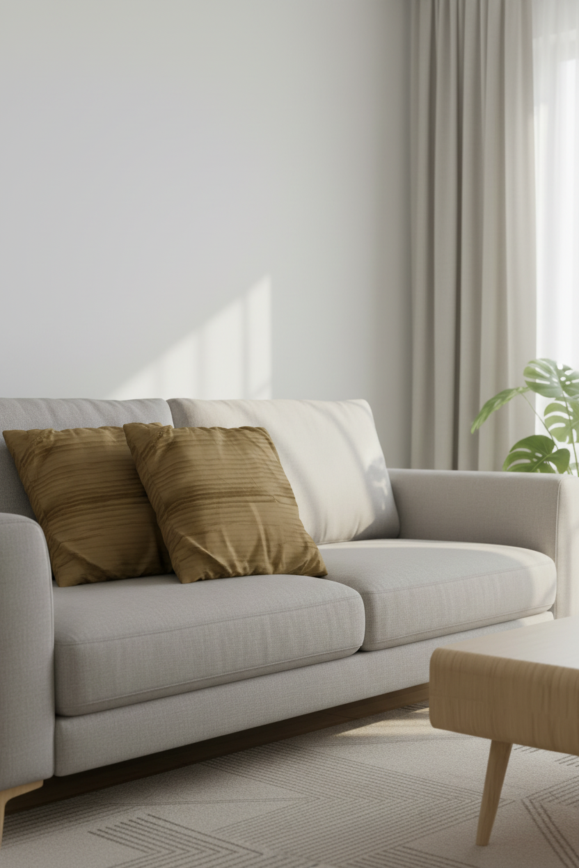 Polyester Plain Cushion Cover - 1 Pc (Beige) SUPER