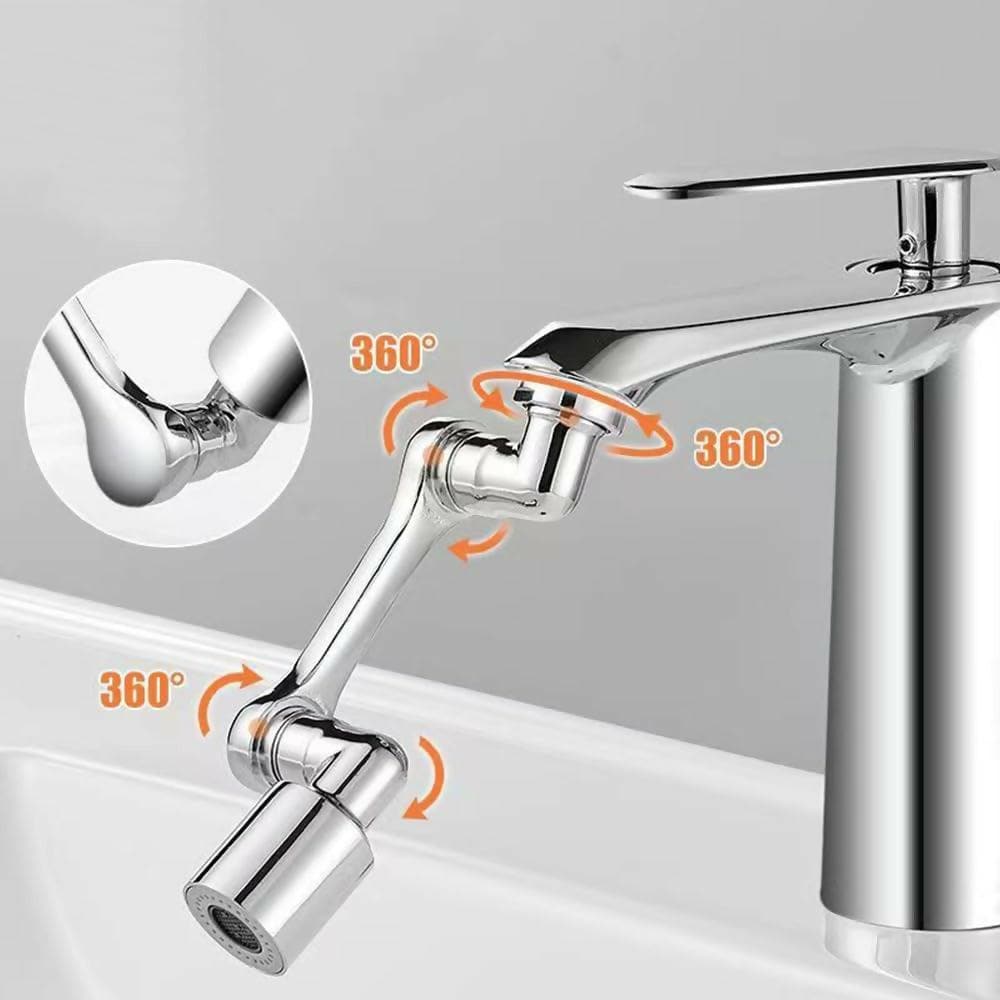 1080° Rotating Big Angle Swivel Faucet Aerator Sink Face Wash Attachment with 2 Water Outlet Modes - HalfPe