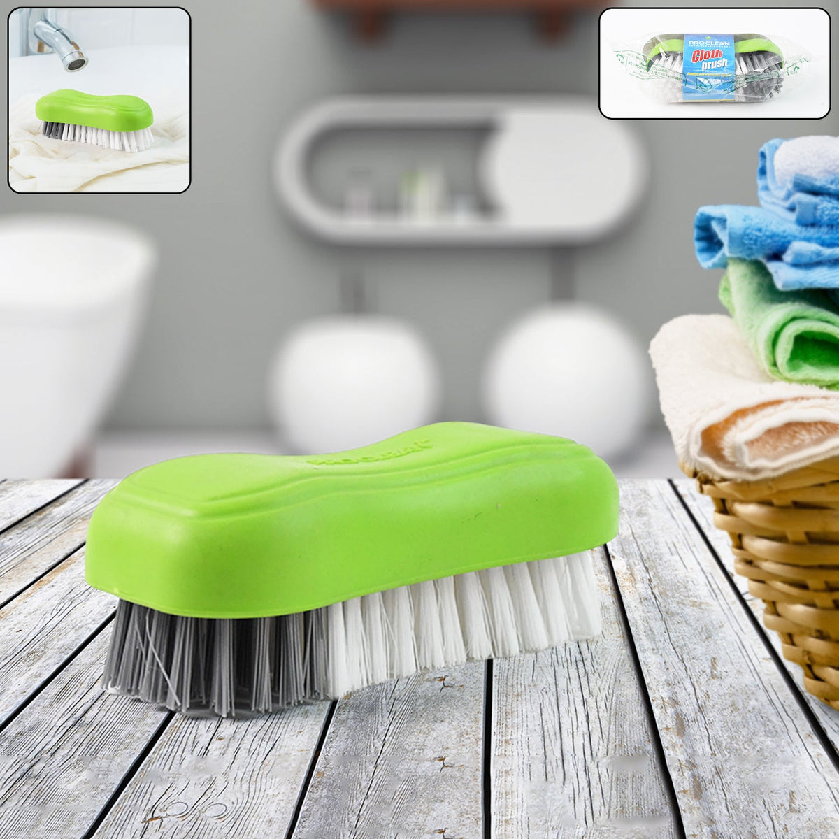 Multi-Purpose Cloth Washing Brush with Plastic Handle – Durable Laundry Scrubbing Brush for Clothes, Shoes &amp; Household Cleaning (1 Pc) HP DD