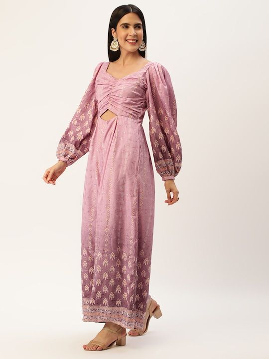 Bollywood Vogue Ready To Wear Mauve Art Silk Digital Printed Jumpsuits