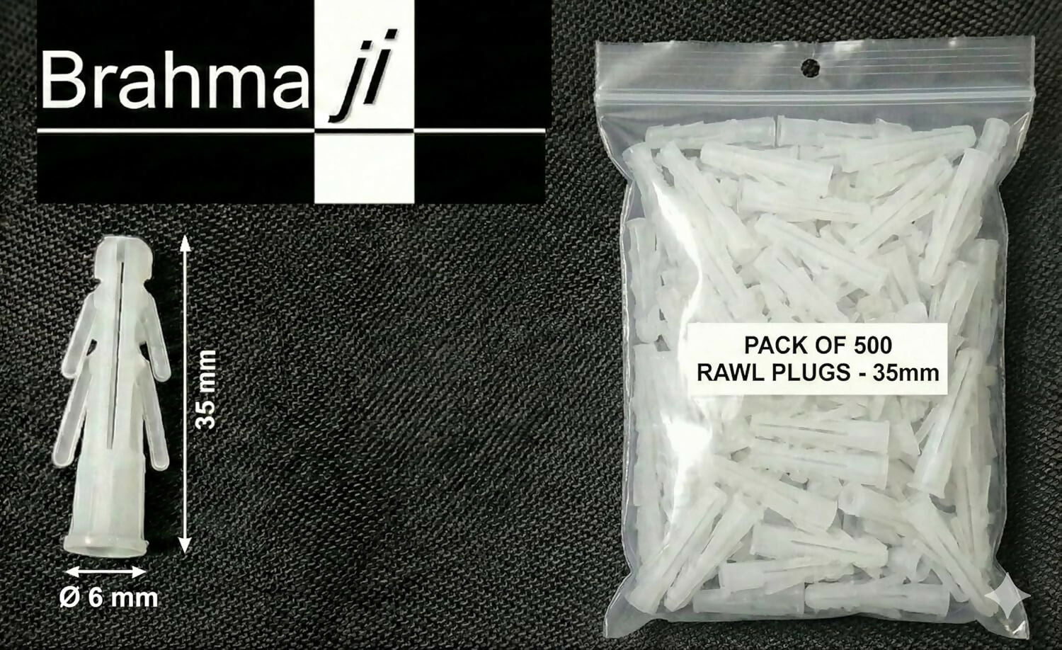 Rawl Plugs Wall Anchors – 35 mm (Pack of 500) Heavy Duty Plastic Gitti Nylon Plugs Wall Plugs Screw Sleeves WiNNY