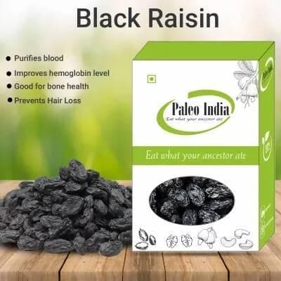 Paleo India Black Raisins| Kali Kishmish| Seedless Black Raisin (800gm) - HalfPe