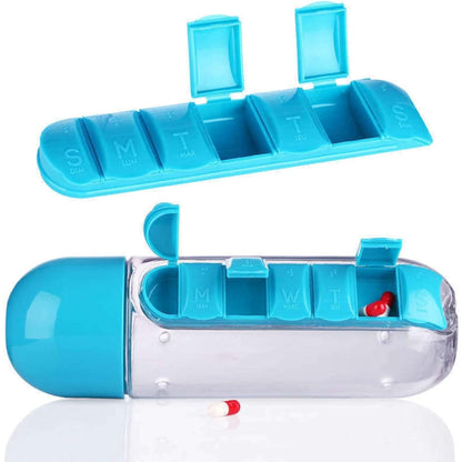 Multi-Functional Pill & Water Bottle – Travel Kit 600ml (Mix Color)