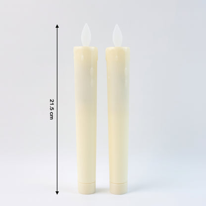 Set of 2 LED Flameless Taper Candles – Realistic Flickering Electronic Candle Lights for Home Décor