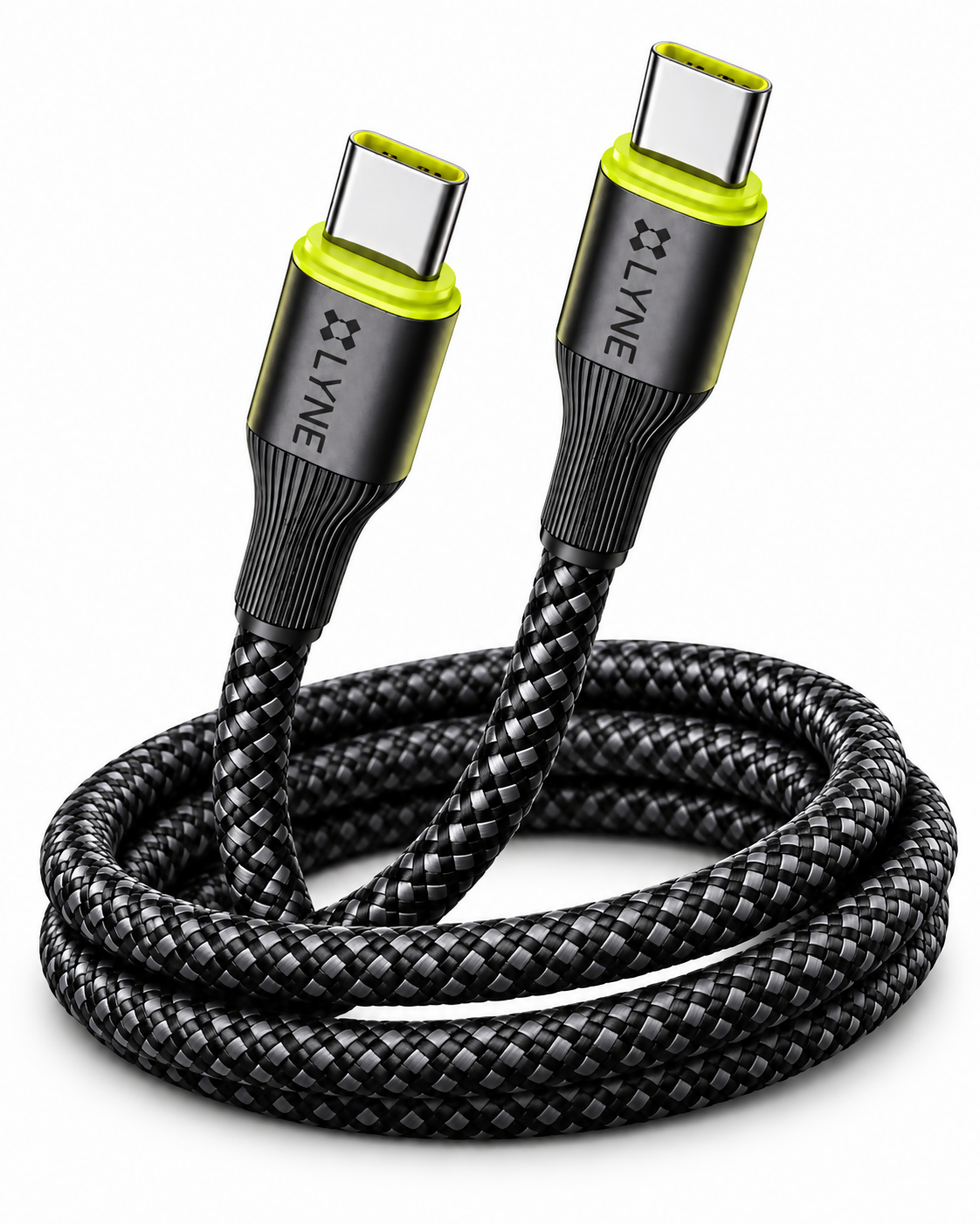 LYNE Flexy 55C Miracle 120W Type-C to Type-C Braided Fast Charging Data Cable – 1 Metre, Black