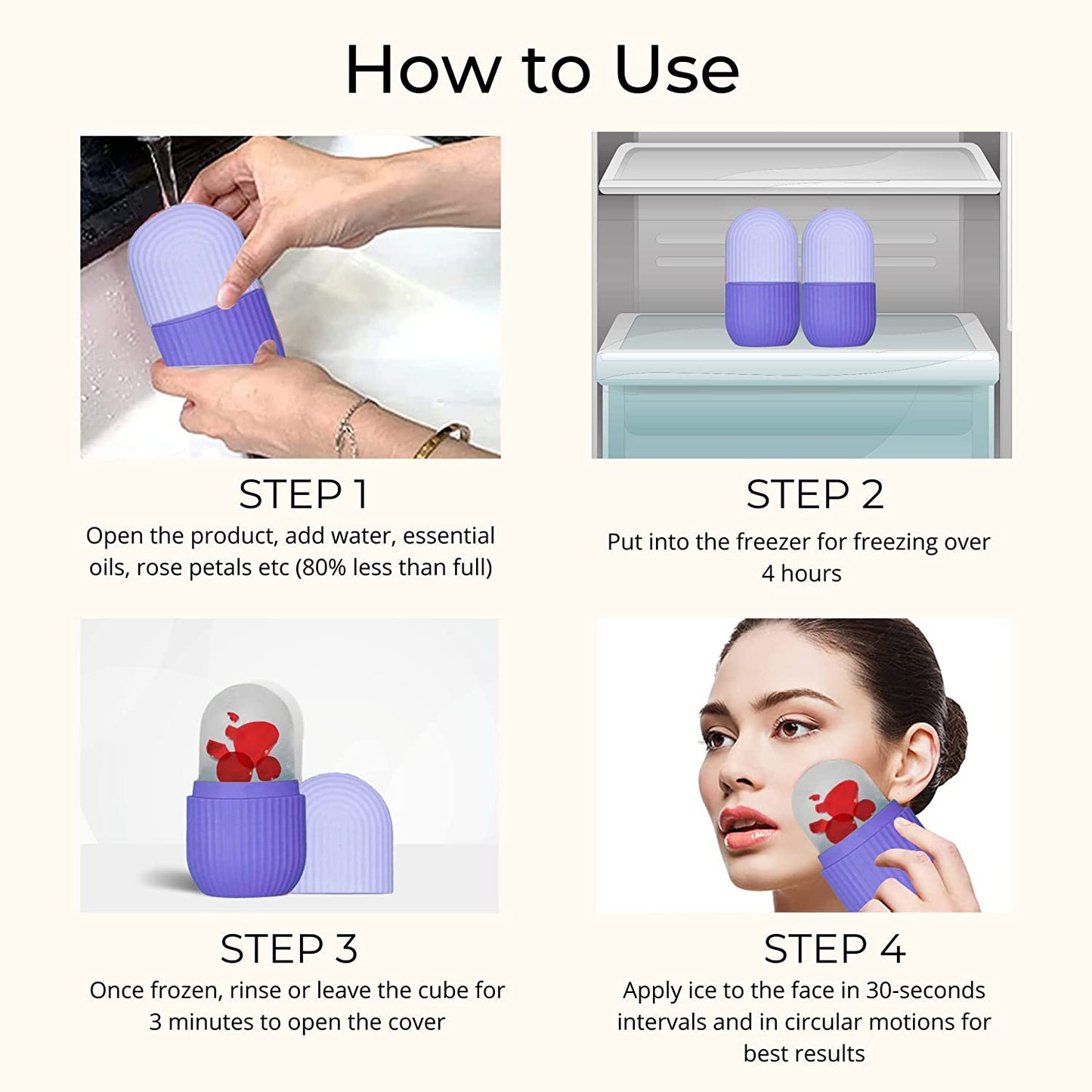 Beauty Ice Roller For Face Massager  Eye Reusable Face Rollers Facial Roller ( Purple Color)