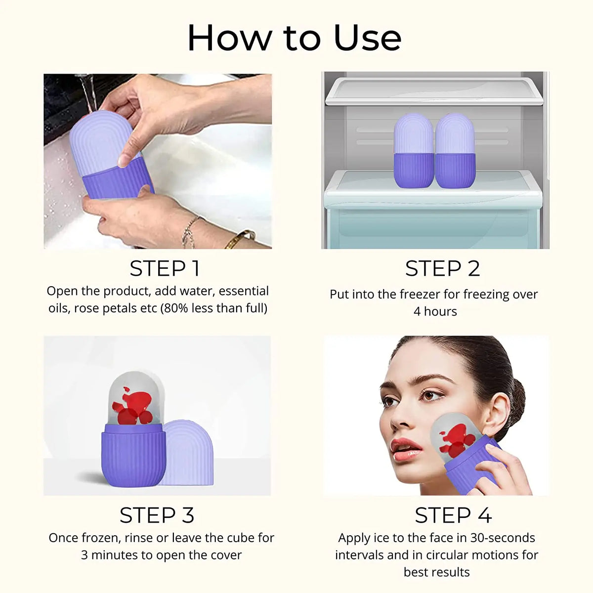 Beauty Ice Roller For Face Massager  Eye Reusable Face Rollers Facial Roller ( Purple Color) HP DD