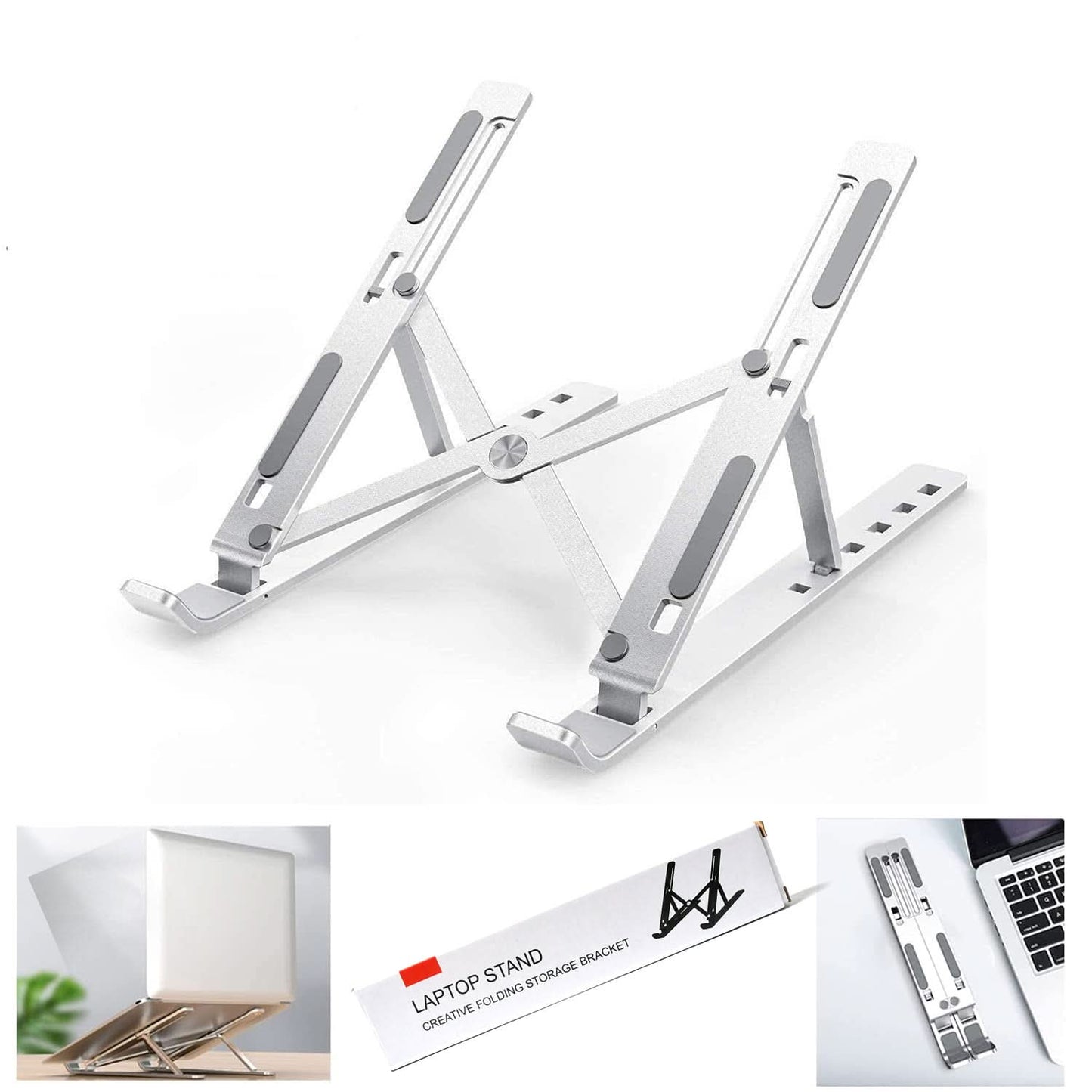 Adjustable Metal Laptop Stand – Portable Riser for Desk, Tablet & Phone