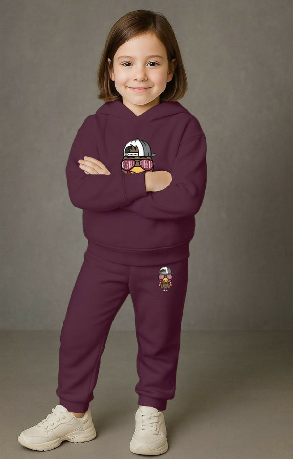 Kids' Maroon "Gobble Gobble" Hoodie & Jogger Set Luck Fashion
