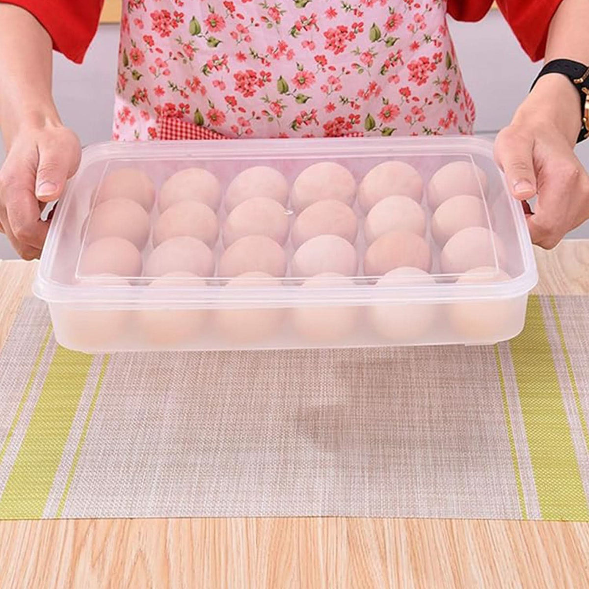 Plastic Egg Storage Container Holder For Refrigerator Egg Tray Holds 24 Eggs (1 Pc) HP DD