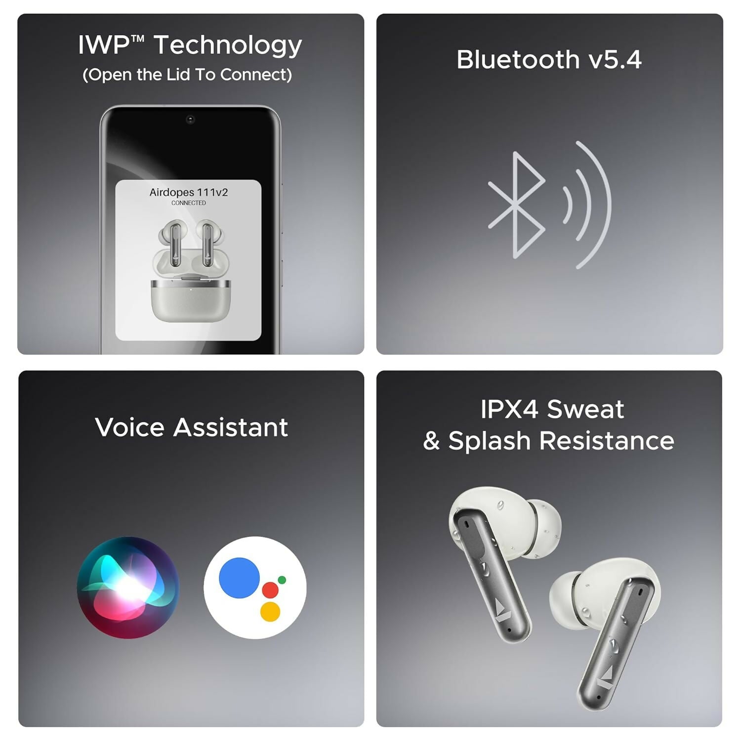 boAt Airdopes 111v2, Leather Finish ,Stream Ad Free Music via App Support,Bluetooth TWS in Ear Earbuds Wireless Earphones with mic (Multi color) Halfpe Deals