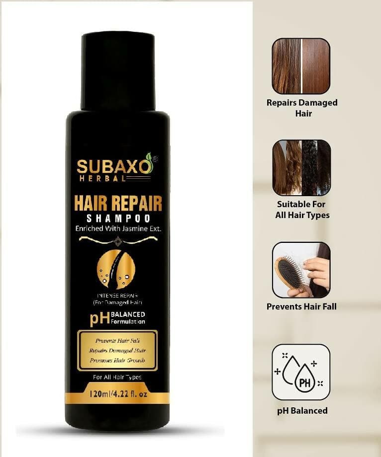 SUBAXO Herbal Hair Repair Shampoo Repair Damage Hair & Promotes Hair Growth (120ml x Pack of 2) - HalfPe