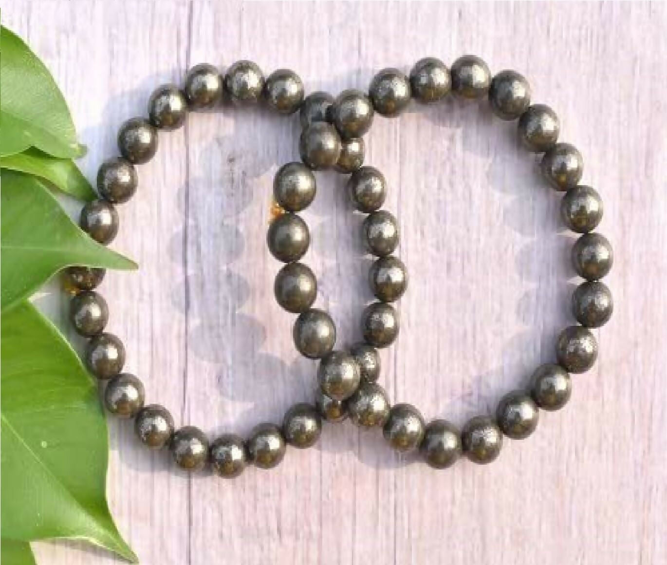 Natural Pyrite Stone Energy Bracelet for Wealth, Protection & Positive Energy – Stretchable Crystal Beaded Bracelet for Men & Women