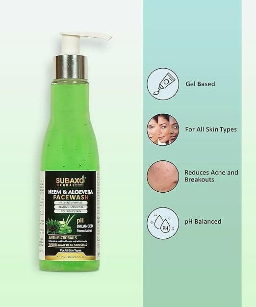 SUBAXO Neem Aloe Vera Face Wash (200 ml) & Orange Herbal Face Wash(120 ml) Combo - HalfPe