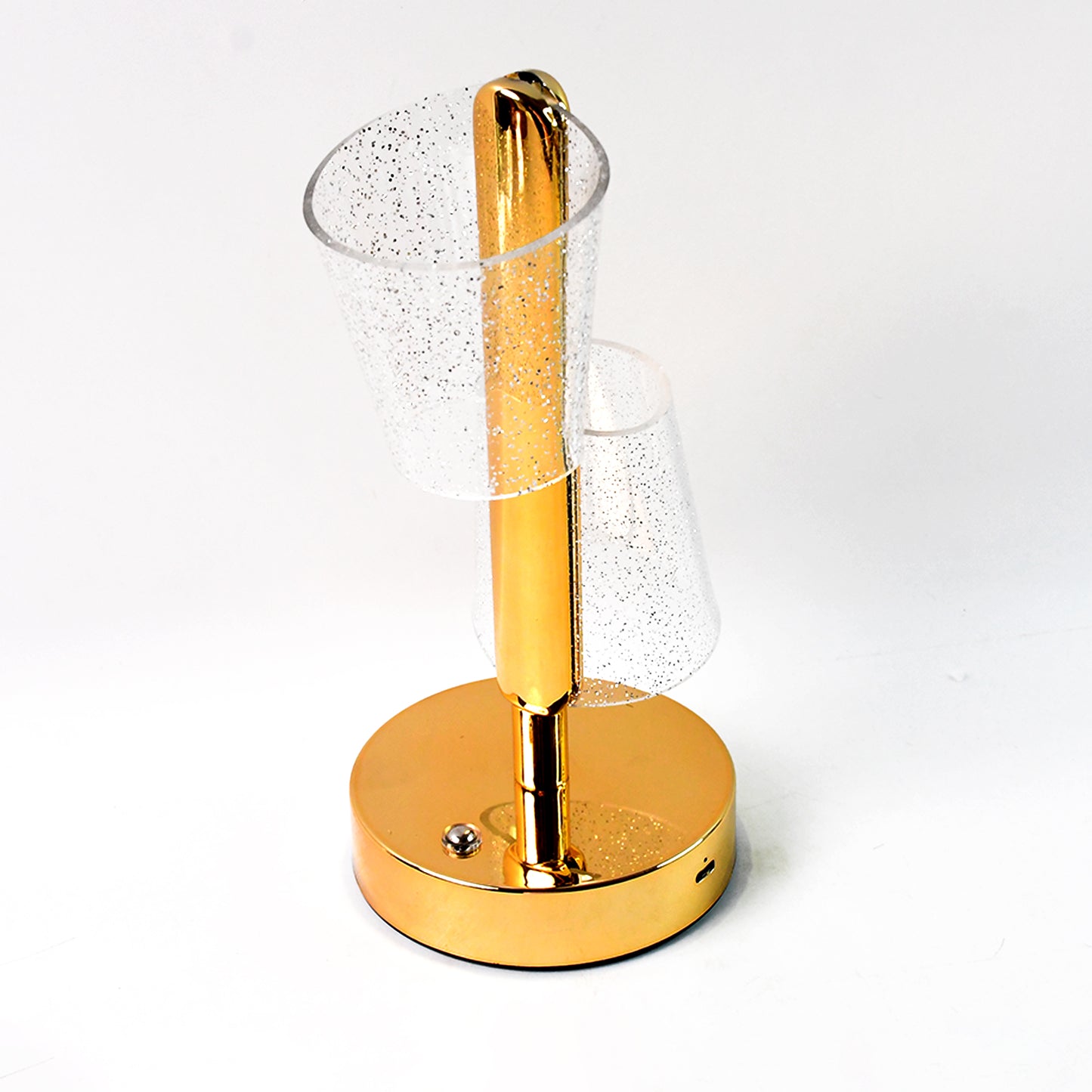 Modern Luxury Crystal LED Double Shade Table Lamp for Golden Base Decorative Lighting for Bedroom (1 Pc)