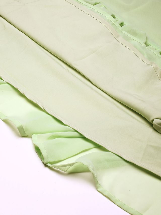 Bollywood Vogue Ready To Wear Green Georgette  Embroidery Gown