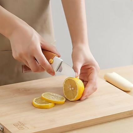 2-in-1 Stainless Steel Portable Kitchen Knife & Peeler Multi-Functional Fruit & Vegetable Peeling Tool with Safety Cover for Home, Travel & Outdoor Use