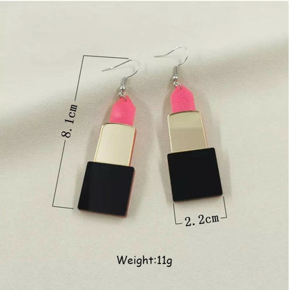 Bold and Beautiful: Lipstick and Geometric Earrings Combo Set of 2