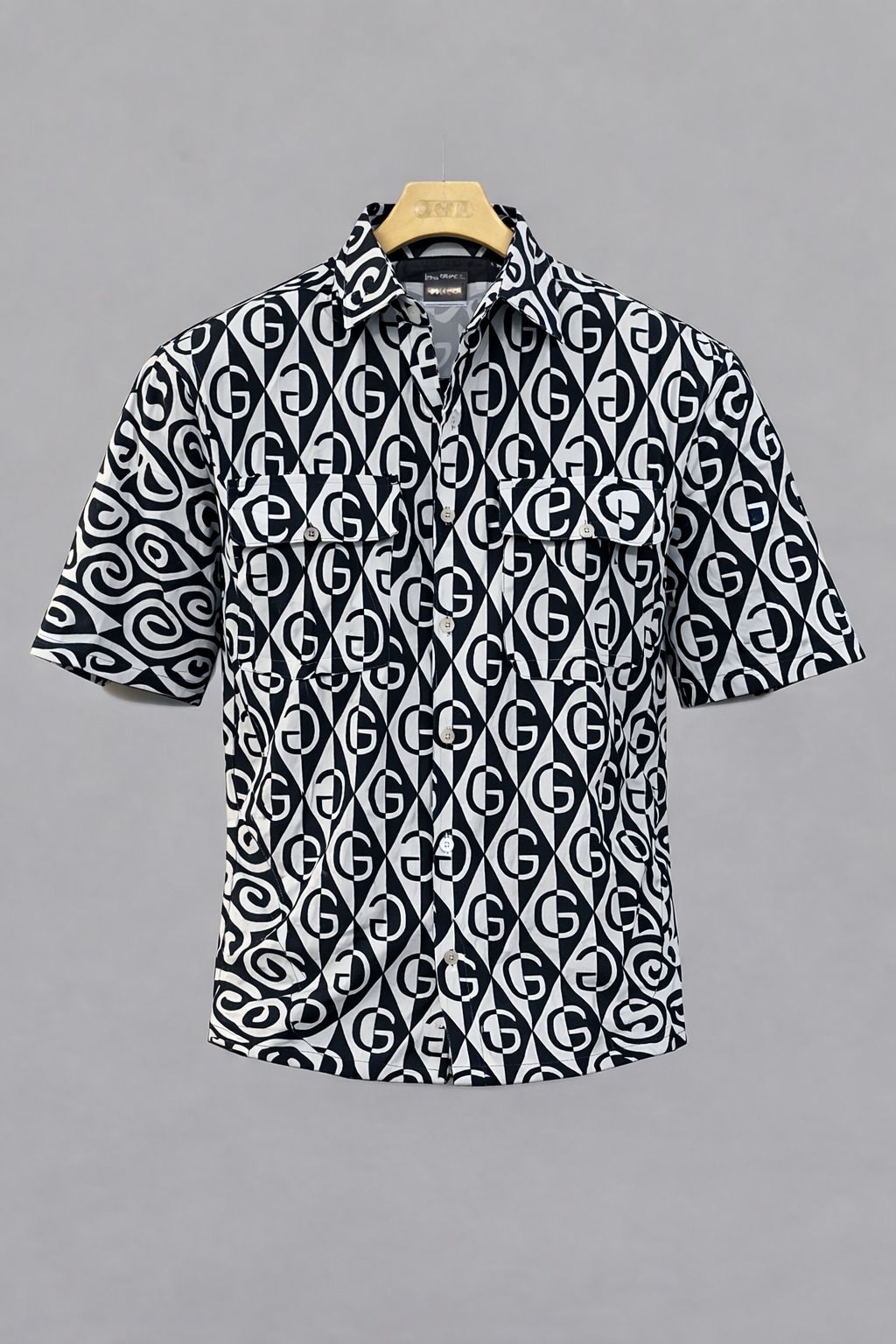 Henshika Men Printed Casual 3/4 Sleeve Shirt – Drop Style – Black and White - View 2