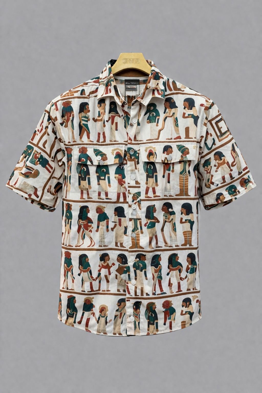 Henshika Men Printed Casual 3/4 Sleeve Shirt – Drop Style – Brown - Front View