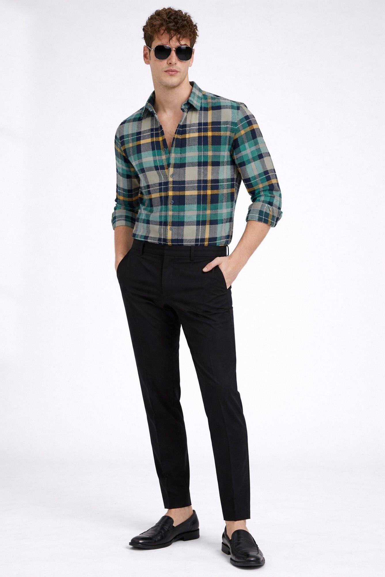 Henshika Men Checkered Casual Full Sleeve Shirt – New Chex – Green - View 5