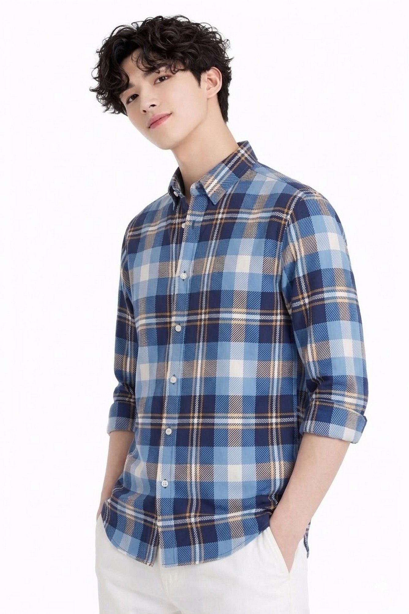 Henshika Men Checkered Casual Full Sleeve Shirt – New Chex – Blue - View 3