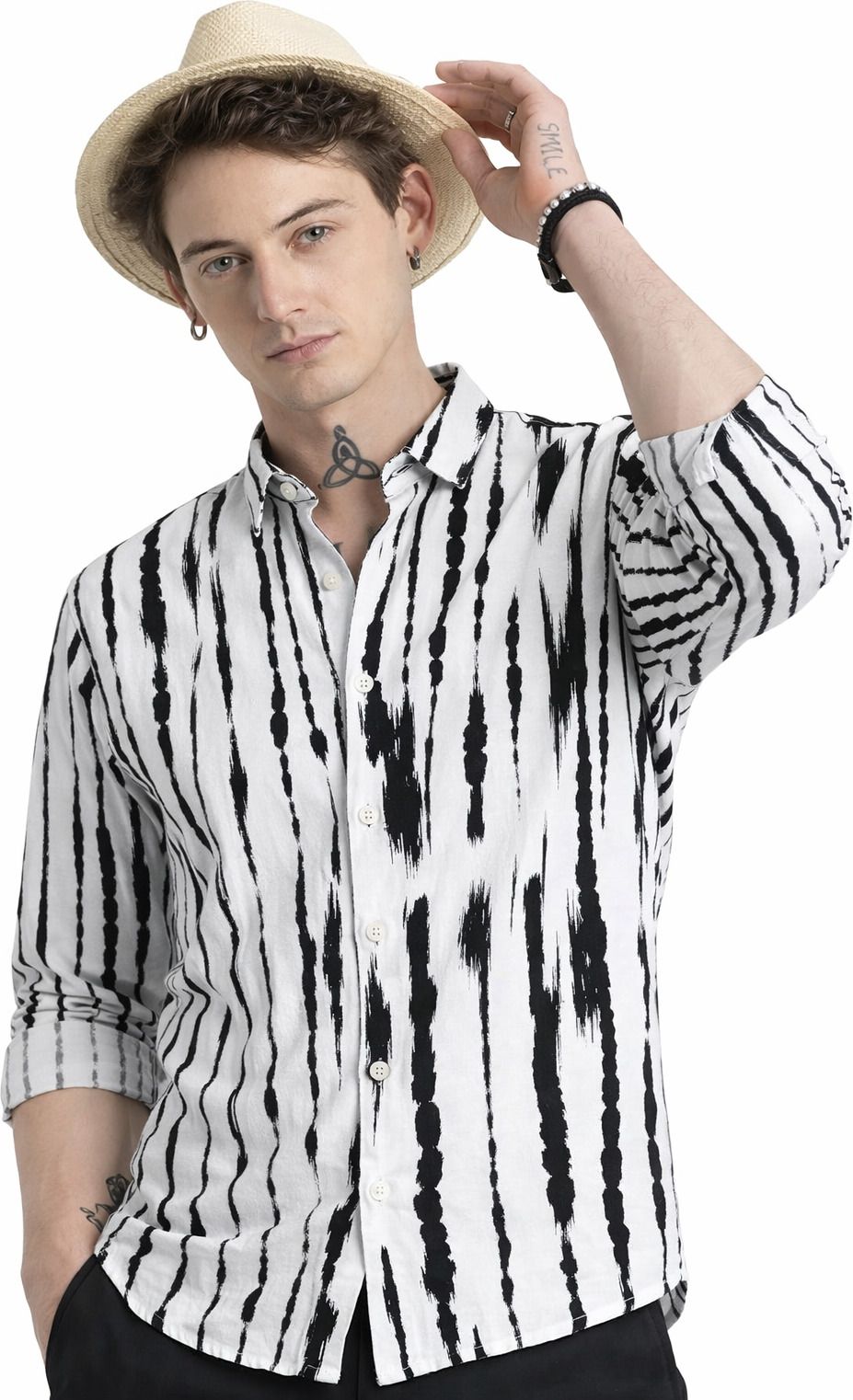 Henshika Men Printed Casual Full Sleeve Shirt – Peddi Allover – White - View 4