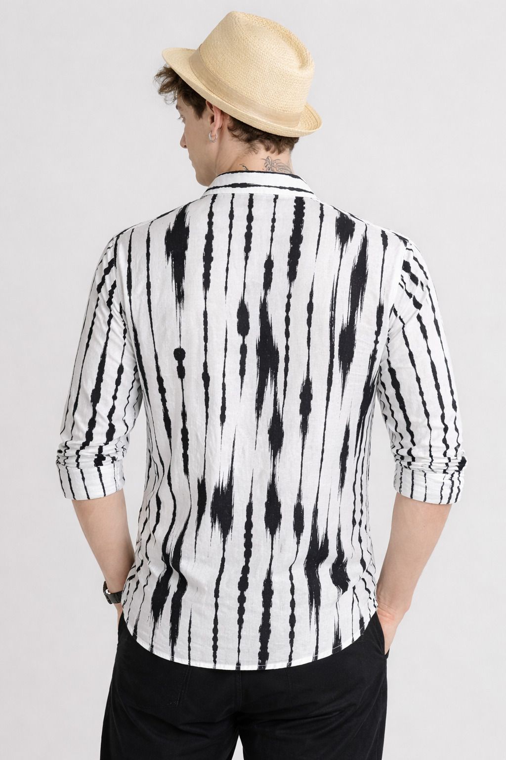 Henshika Men Printed Casual Full Sleeve Shirt – Peddi Allover – White - View 2