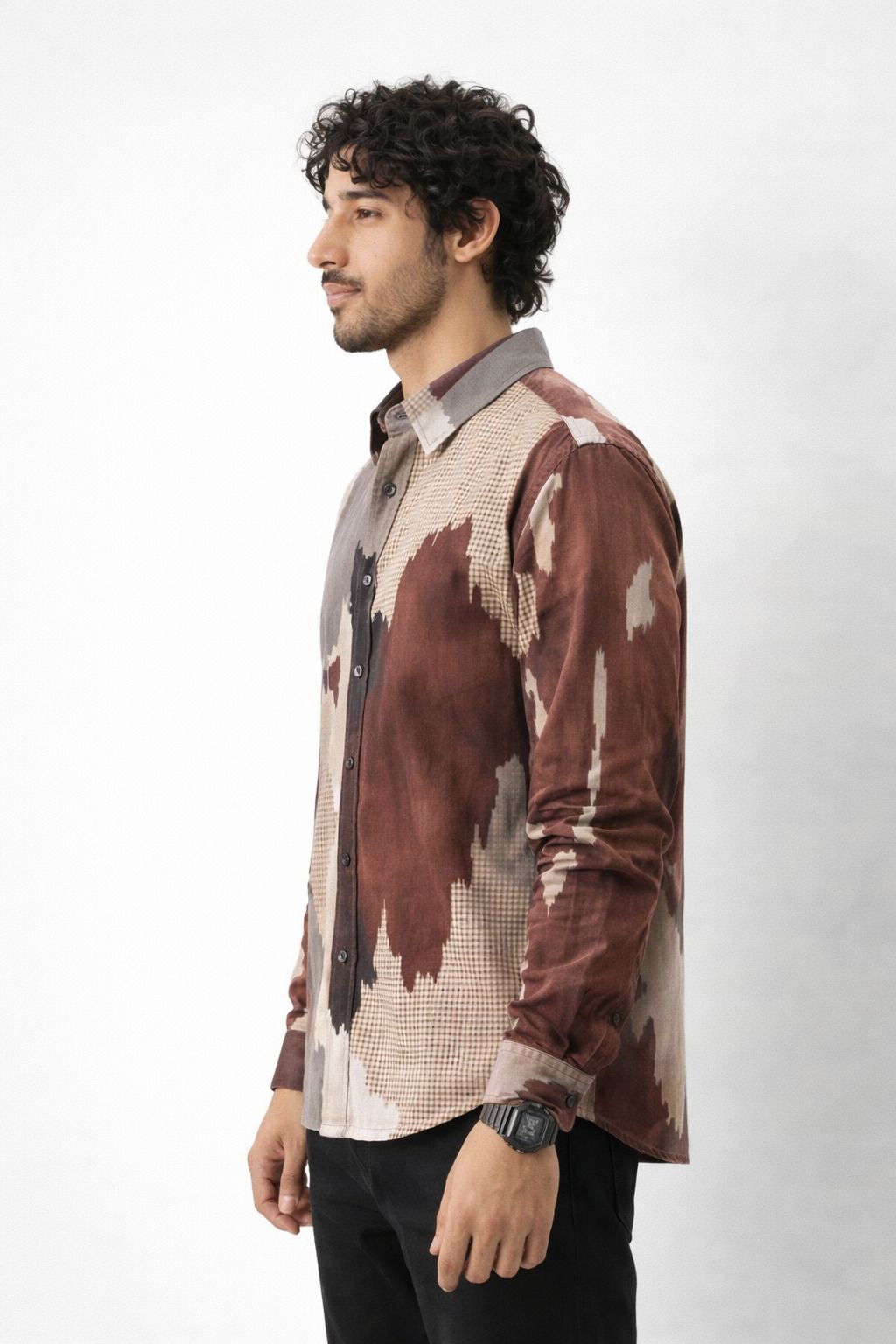 Henshika Men Printed Casual Full Sleeve Shirt – Peddi Series – Brown - View 4