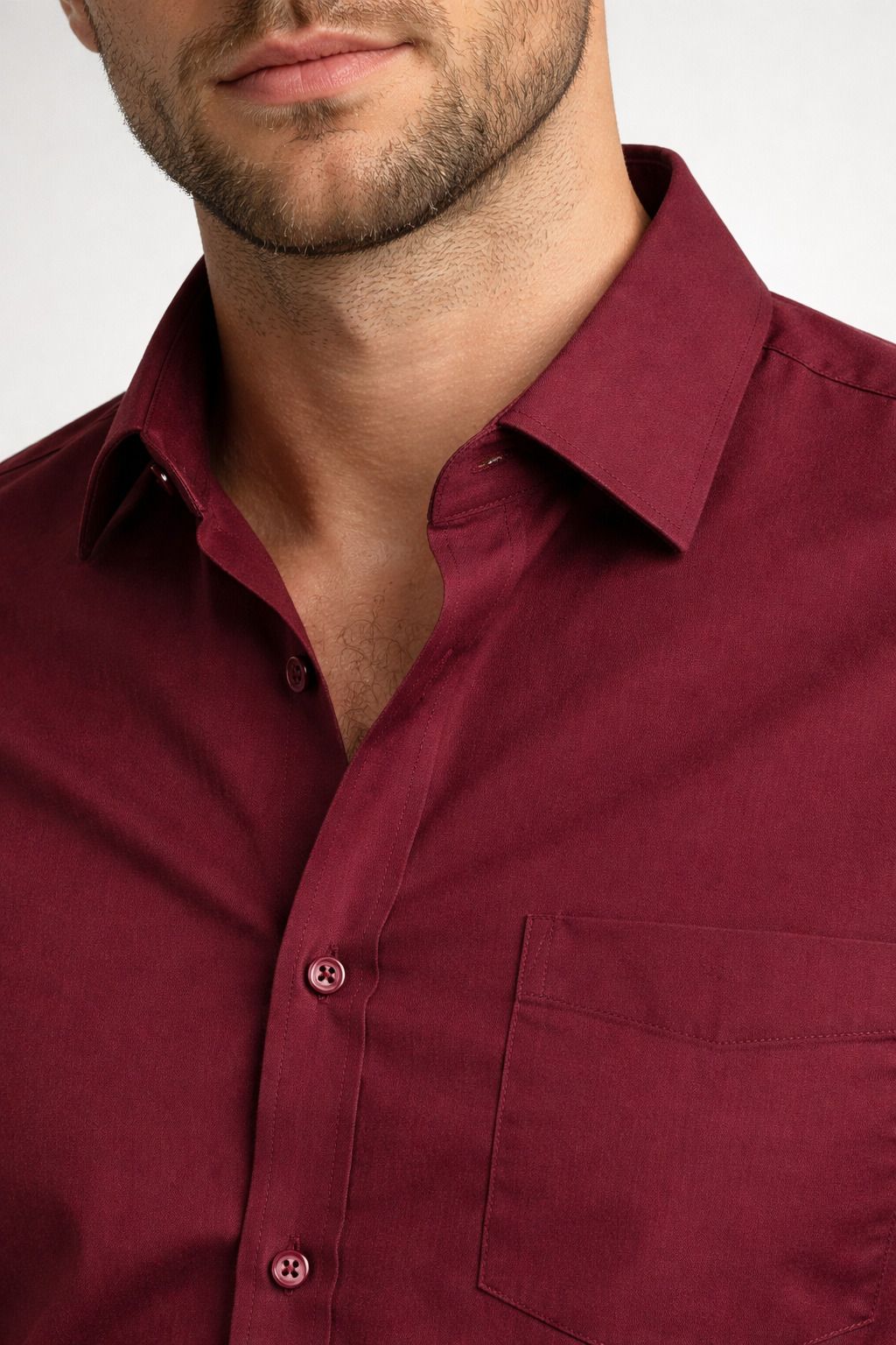 Henshika Men Solid Casual Full Sleeve Shirt – Maroon - View 4