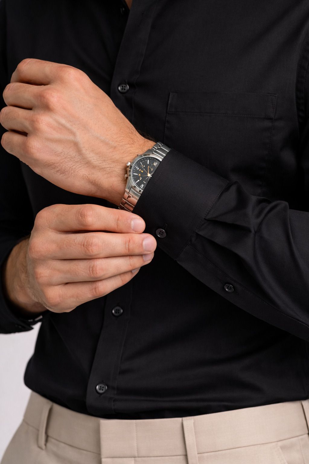 Henshika Men Solid Casual Full Sleeve Shirt – Black - View 5