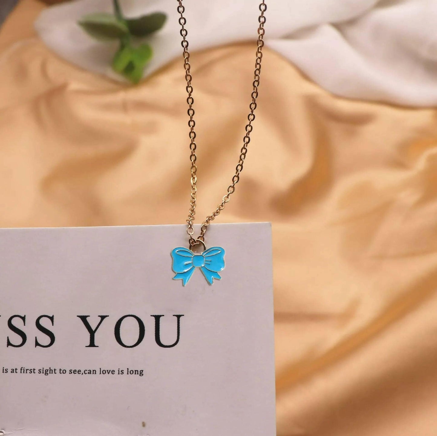 Blue Bow Inspirational Necklace for Women & Girls MK Collections