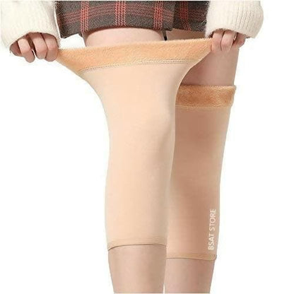 Unisex Woolen Thermal Warm Leg Warmers and Finger less Long Socks Protective Knee Cap (Skin) - HalfPe