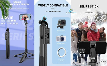 GadgetsWear Long Selfie Stick Tripod, Extra-Long Selfie Stick with Tripod Stand Upto 61 inch/156 cm - HalfPe