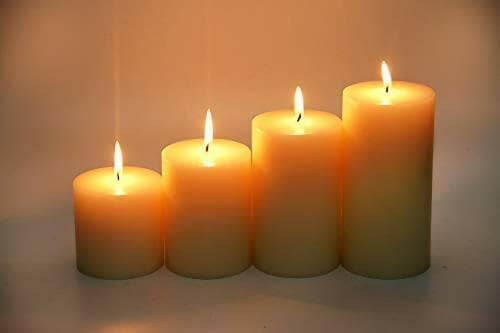 PROSPERRO LUMO Parrafin Wax Scented Pillar Candle, Set of 4, Vanilla (Ivory Colour) - HalfPe