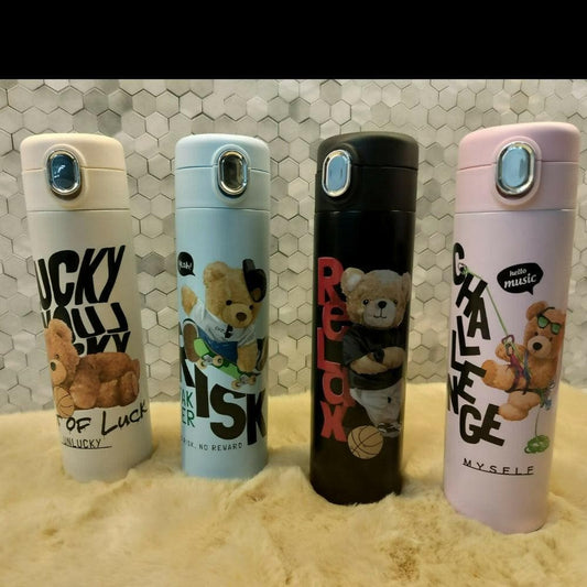 stylish teddy-bear steel water-bottle (CAPACITY: 500ML) - HalfPe