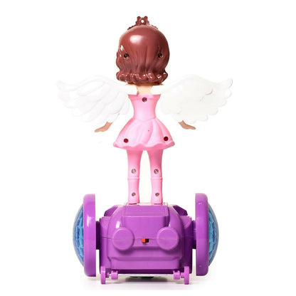 Angel Girl Dancing Princess Doll with 360° Rotation, Flashing Lights & Music (Pink Balance Car) - Toys for Kids